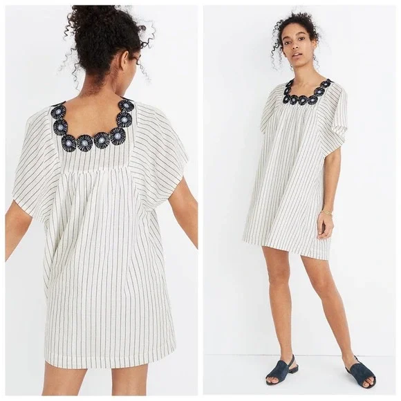 madewell embroidered shift dress Sofia Embroidered Floral Dress Medium
